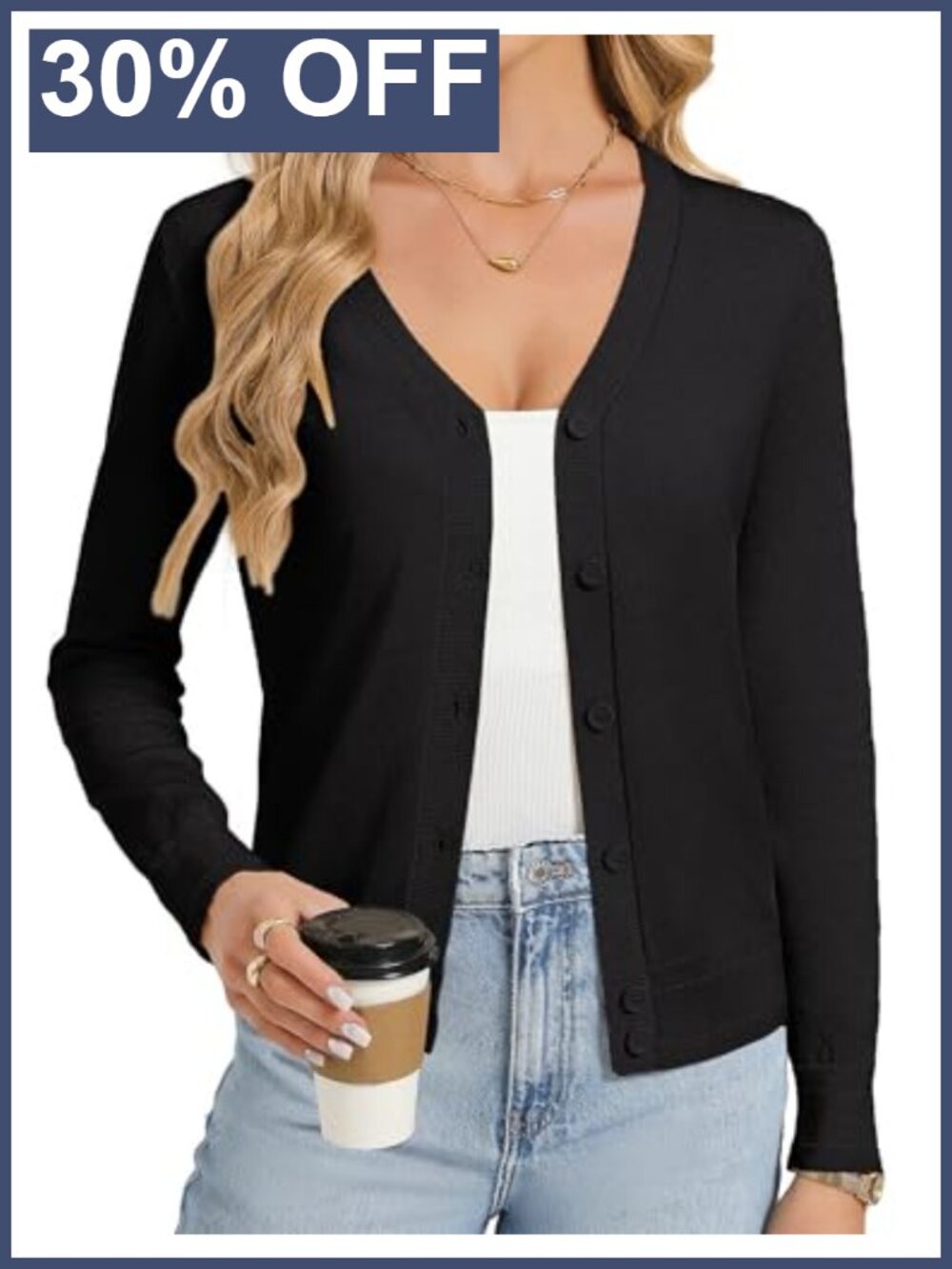 Lightweight Button Up V-Neck Knit Cardigan Sweater for Women
